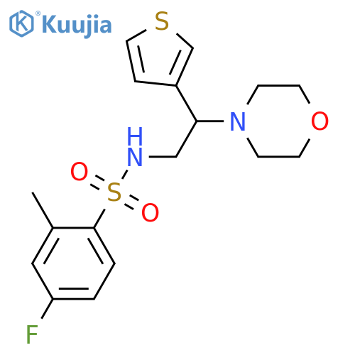 4-fluoro-2-methyl-N-2-(morpholin-4-yl)-2-(thiophen-3-yl)ethylbenzene-1-sulfonamide structure