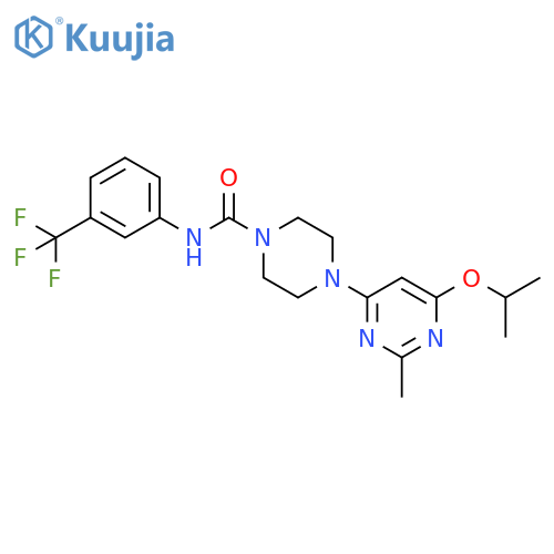 4-2-methyl-6-(propan-2-yloxy)pyrimidin-4-yl-N-3-(trifluoromethyl)phenylpiperazine-1-carboxamide structure