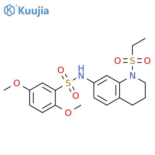 N-1-(ethanesulfonyl)-1,2,3,4-tetrahydroquinolin-7-yl-2,5-dimethoxybenzene-1-sulfonamide structure