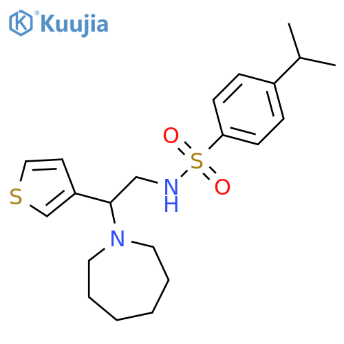 N-2-(azepan-1-yl)-2-(thiophen-3-yl)ethyl-4-(propan-2-yl)benzene-1-sulfonamide structure