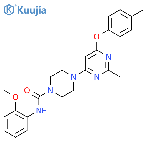 N-(2-methoxyphenyl)-4-2-methyl-6-(4-methylphenoxy)pyrimidin-4-ylpiperazine-1-carboxamide structure