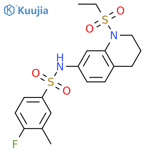 N-1-(ethanesulfonyl)-1,2,3,4-tetrahydroquinolin-7-yl-4-fluoro-3-methylbenzene-1-sulfonamide structure