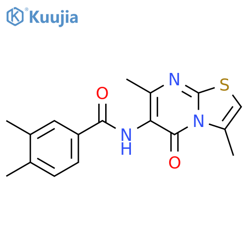 N-{3,7-dimethyl-5-oxo-5H-1,3thiazolo3,2-apyrimidin-6-yl}-3,4-dimethylbenzamide structure
