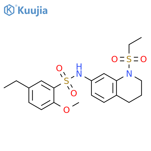 N-1-(ethanesulfonyl)-1,2,3,4-tetrahydroquinolin-7-yl-5-ethyl-2-methoxybenzene-1-sulfonamide structure