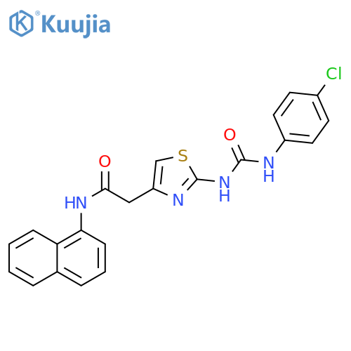 2-(2-{(4-chlorophenyl)carbamoylamino}-1,3-thiazol-4-yl)-N-(naphthalen-1-yl)acetamide structure