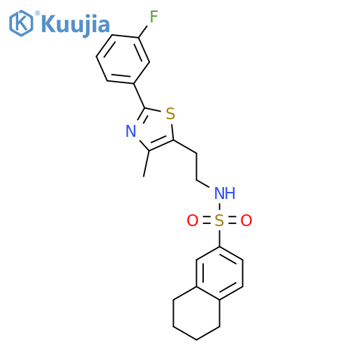 N-{2-2-(3-fluorophenyl)-4-methyl-1,3-thiazol-5-ylethyl}-5,6,7,8-tetrahydronaphthalene-2-sulfonamide structure