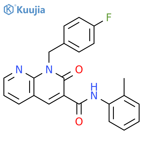 1-(4-fluorophenyl)methyl-N-(2-methylphenyl)-2-oxo-1,2-dihydro-1,8-naphthyridine-3-carboxamide structure