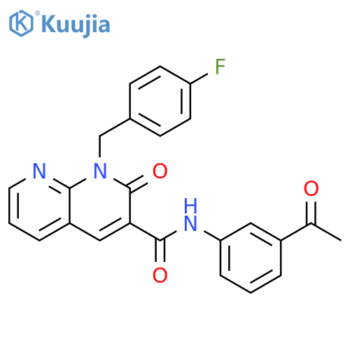N-(3-acetylphenyl)-1-(4-fluorophenyl)methyl-2-oxo-1,2-dihydro-1,8-naphthyridine-3-carboxamide structure