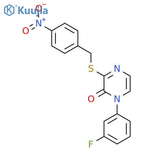 1-(3-fluorophenyl)-3-{(4-nitrophenyl)methylsulfanyl}-1,2-dihydropyrazin-2-one structure