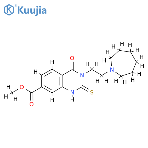 methyl 3-2-(azepan-1-yl)ethyl-4-oxo-2-sulfanylidene-1,2,3,4-tetrahydroquinazoline-7-carboxylate structure