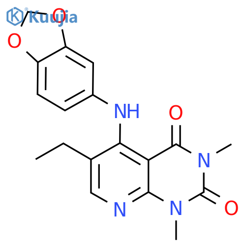 5-(2H-1,3-benzodioxol-5-yl)amino-6-ethyl-1,3-dimethyl-1H,2H,3H,4H-pyrido2,3-dpyrimidine-2,4-dione structure