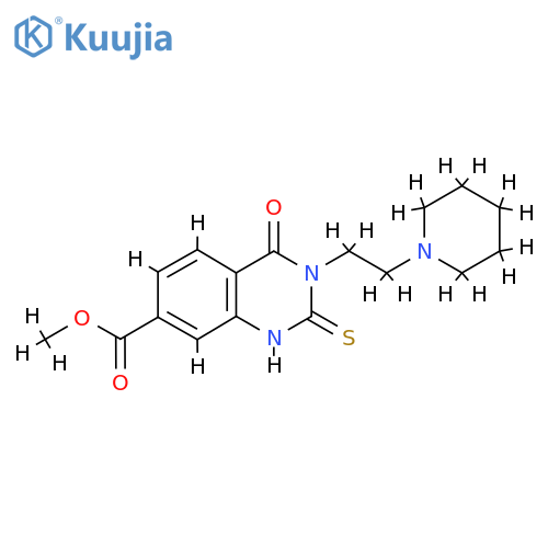 methyl 4-oxo-3-2-(piperidin-1-yl)ethyl-2-sulfanylidene-1,2,3,4-tetrahydroquinazoline-7-carboxylate structure
