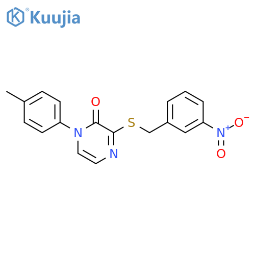 1-(4-methylphenyl)-3-{(3-nitrophenyl)methylsulfanyl}-1,2-dihydropyrazin-2-one structure