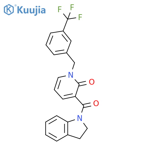 3-(2,3-dihydro-1H-indole-1-carbonyl)-1-{3-(trifluoromethyl)phenylmethyl}-1,2-dihydropyridin-2-one structure