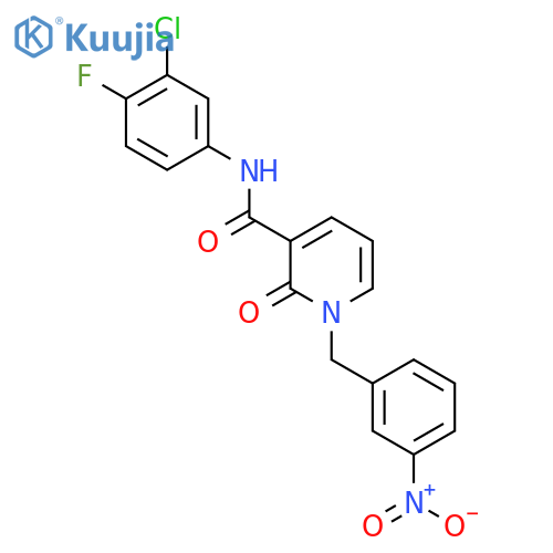 N-(3-chloro-4-fluorophenyl)-1-(3-nitrophenyl)methyl-2-oxo-1,2-dihydropyridine-3-carboxamide structure