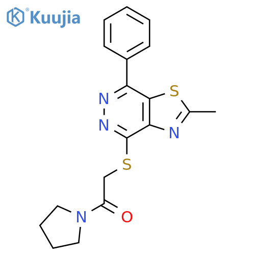 2-({2-methyl-7-phenyl-1,3thiazolo4,5-dpyridazin-4-yl}sulfanyl)-1-(pyrrolidin-1-yl)ethan-1-one structure