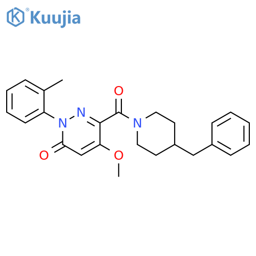 6-(4-benzylpiperidine-1-carbonyl)-5-methoxy-2-(2-methylphenyl)-2,3-dihydropyridazin-3-one structure