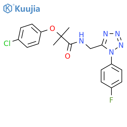 2-(4-chlorophenoxy)-N-{1-(4-fluorophenyl)-1H-1,2,3,4-tetrazol-5-ylmethyl}-2-methylpropanamide structure
