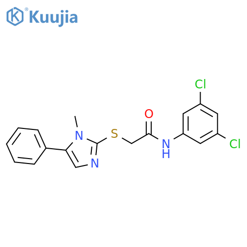N-(3,5-dichlorophenyl)-2-(1-methyl-5-phenyl-1H-imidazol-2-yl)sulfanylacetamide structure