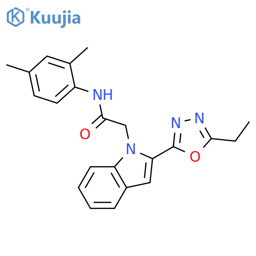 N-(2,4-dimethylphenyl)-2-2-(5-ethyl-1,3,4-oxadiazol-2-yl)-1H-indol-1-ylacetamide structure