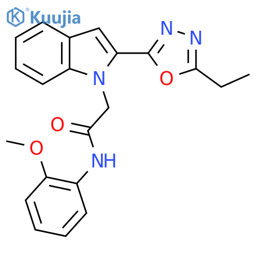 2-[2-(5-ethyl-1,3,4-oxadiazol-2-yl)-1H-indol-1-yl]-N-(2-methoxyphenyl)acetamide structure