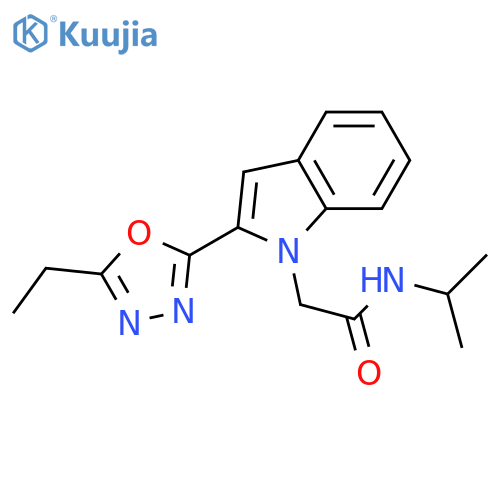 2-2-(5-ethyl-1,3,4-oxadiazol-2-yl)-1H-indol-1-yl-N-(propan-2-yl)acetamide structure