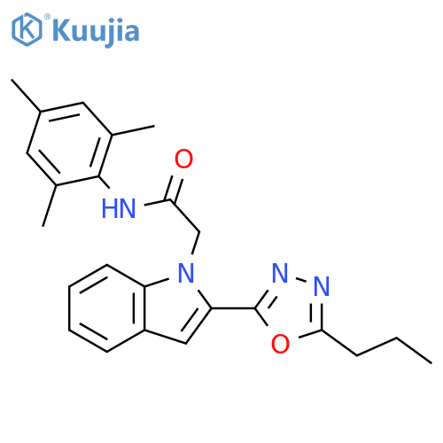 2-2-(5-propyl-1,3,4-oxadiazol-2-yl)-1H-indol-1-yl-N-(2,4,6-trimethylphenyl)acetamide structure