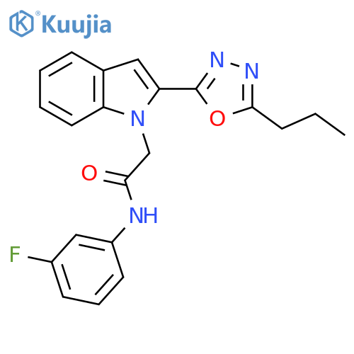 N-(3-fluorophenyl)-2-2-(5-propyl-1,3,4-oxadiazol-2-yl)-1H-indol-1-ylacetamide structure