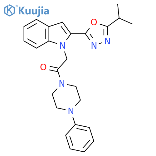 1-(4-phenylpiperazin-1-yl)-2-{2-5-(propan-2-yl)-1,3,4-oxadiazol-2-yl-1H-indol-1-yl}ethan-1-one structure