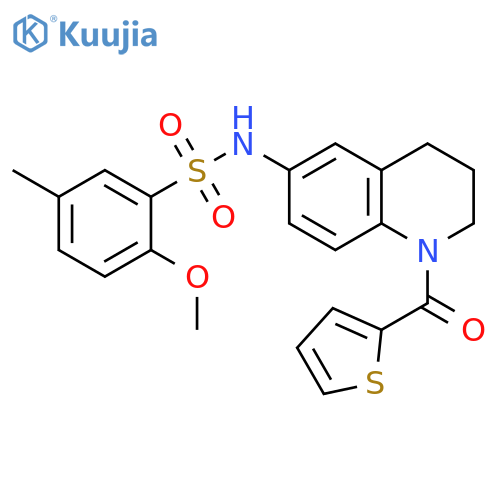 2-methoxy-5-methyl-N-1-(thiophene-2-carbonyl)-1,2,3,4-tetrahydroquinolin-6-ylbenzene-1-sulfonamide structure