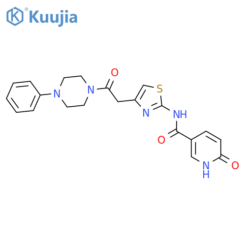 6-oxo-N-{4-2-oxo-2-(4-phenylpiperazin-1-yl)ethyl-1,3-thiazol-2-yl}-1,6-dihydropyridine-3-carboxamide structure