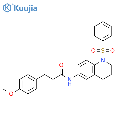 N-1-(benzenesulfonyl)-1,2,3,4-tetrahydroquinolin-6-yl-3-(4-methoxyphenyl)propanamide structure