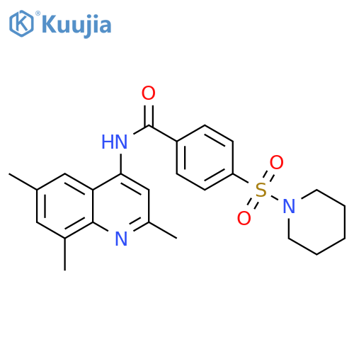 4-(piperidine-1-sulfonyl)-N-(2,6,8-trimethylquinolin-4-yl)benzamide structure
