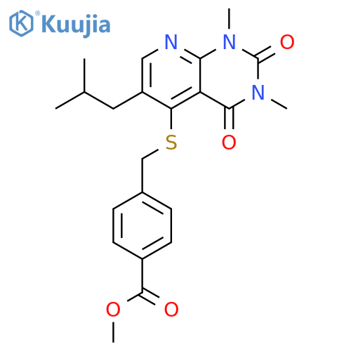 methyl 4-({1,3-dimethyl-6-(2-methylpropyl)-2,4-dioxo-1H,2H,3H,4H-pyrido2,3-dpyrimidin-5-ylsulfanyl}methyl)benzoate structure