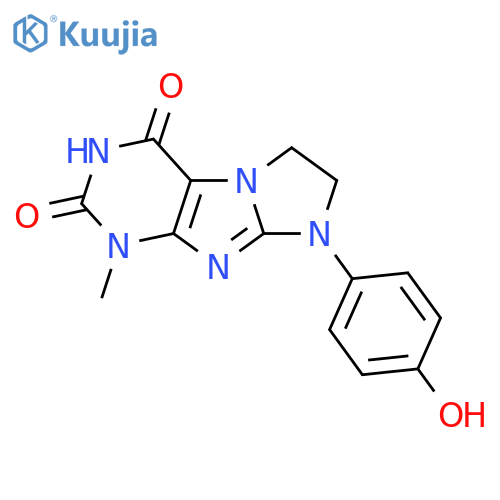 8-(4-hydroxyphenyl)-1-methyl-1H,2H,3H,4H,6H,7H,8H-imidazo1,2-gpurine-2,4-dione structure