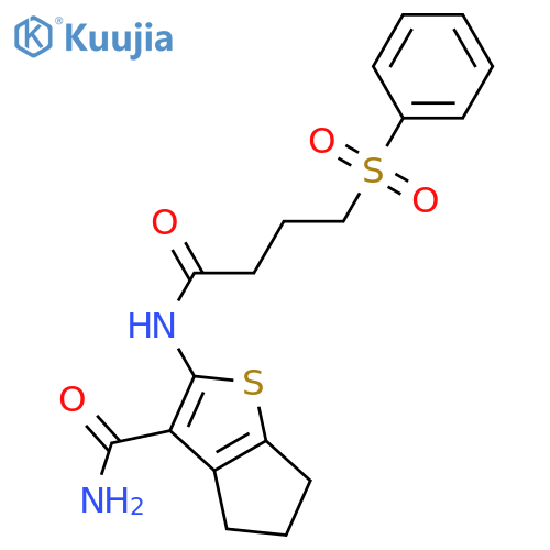 2-4-(benzenesulfonyl)butanamido-4H,5H,6H-cyclopentabthiophene-3-carboxamide structure