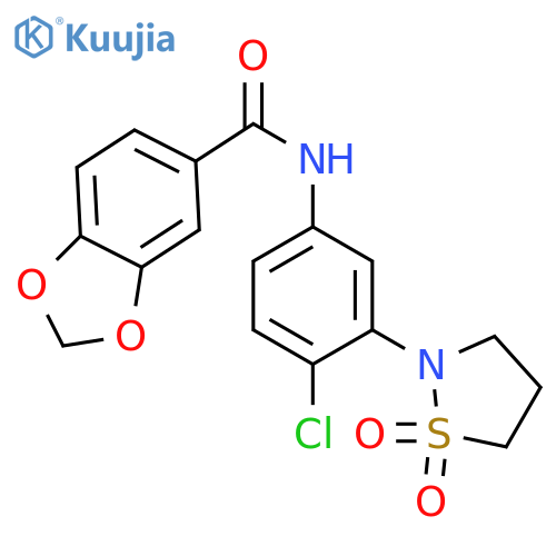 N-4-chloro-3-(1,1-dioxo-1lambda6,2-thiazolidin-2-yl)phenyl-2H-1,3-benzodioxole-5-carboxamide structure
