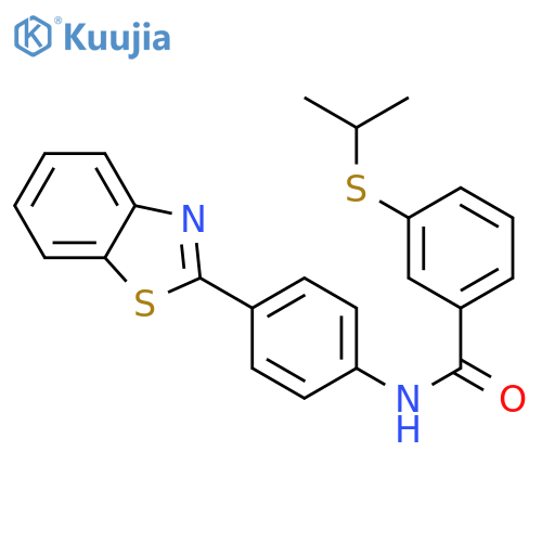 N-[4-(1,3-benzothiazol-2-yl)phenyl]-3-propan-2-ylsulfanylbenzamide structure