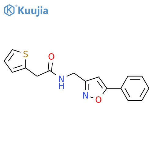 N-(5-phenyl-1,2-oxazol-3-yl)methyl-2-(thiophen-2-yl)acetamide structure