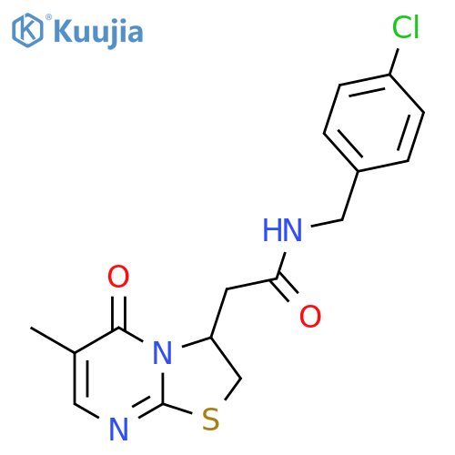 N-(4-chlorophenyl)methyl-2-{6-methyl-5-oxo-2H,3H,5H-1,3thiazolo3,2-apyrimidin-3-yl}acetamide structure