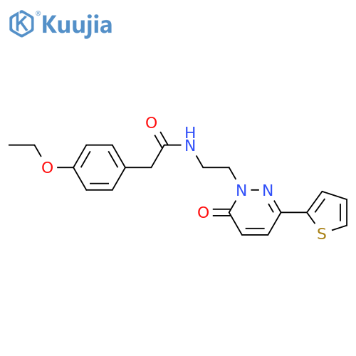 2-(4-ethoxyphenyl)-N-{2-6-oxo-3-(thiophen-2-yl)-1,6-dihydropyridazin-1-ylethyl}acetamide structure