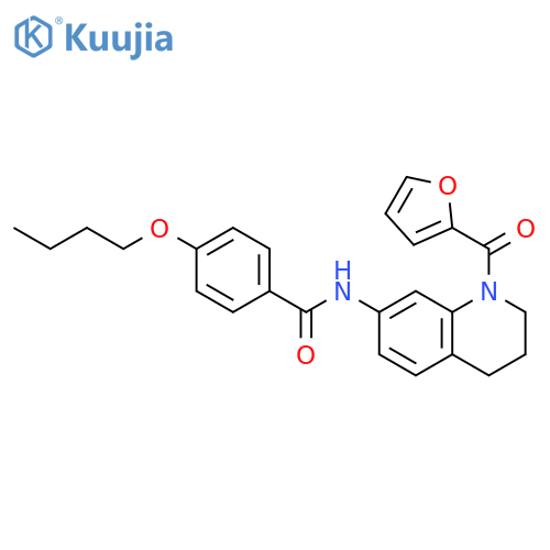 4-butoxy-N-1-(furan-2-carbonyl)-1,2,3,4-tetrahydroquinolin-7-ylbenzamide structure