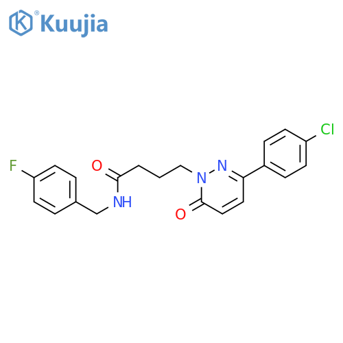 4-3-(4-chlorophenyl)-6-oxo-1,6-dihydropyridazin-1-yl-N-(4-fluorophenyl)methylbutanamide structure
