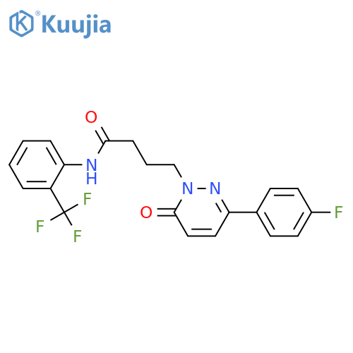 4-3-(4-fluorophenyl)-6-oxo-1,6-dihydropyridazin-1-yl-N-2-(trifluoromethyl)phenylbutanamide structure