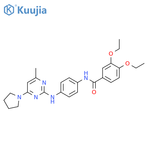 3,4-diethoxy-N-(4-{4-methyl-6-(pyrrolidin-1-yl)pyrimidin-2-ylamino}phenyl)benzamide structure