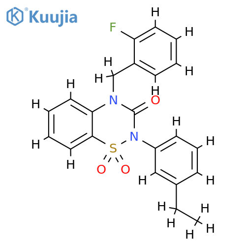 2-(3-ethylphenyl)-4-(2-fluorophenyl)methyl-3,4-dihydro-2H-1lambda6,2,4-benzothiadiazine-1,1,3-trione structure