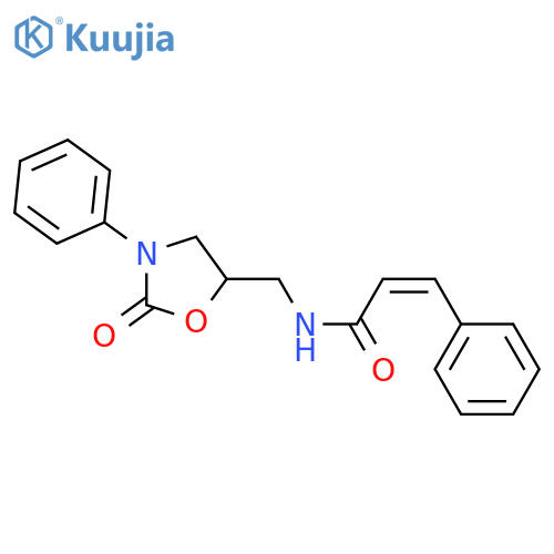 (2Z)-N-(2-oxo-3-phenyl-1,3-oxazolidin-5-yl)methyl-3-phenylprop-2-enamide structure