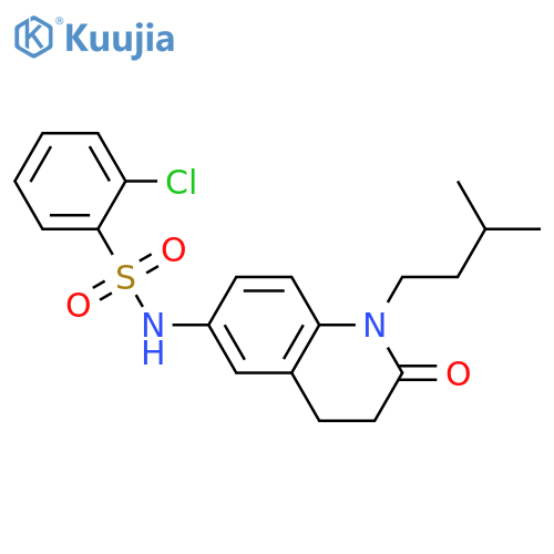 2-chloro-N-1-(3-methylbutyl)-2-oxo-1,2,3,4-tetrahydroquinolin-6-ylbenzene-1-sulfonamide structure