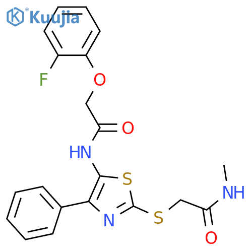 2-({5-2-(2-fluorophenoxy)acetamido-4-phenyl-1,3-thiazol-2-yl}sulfanyl)-N-methylacetamide structure