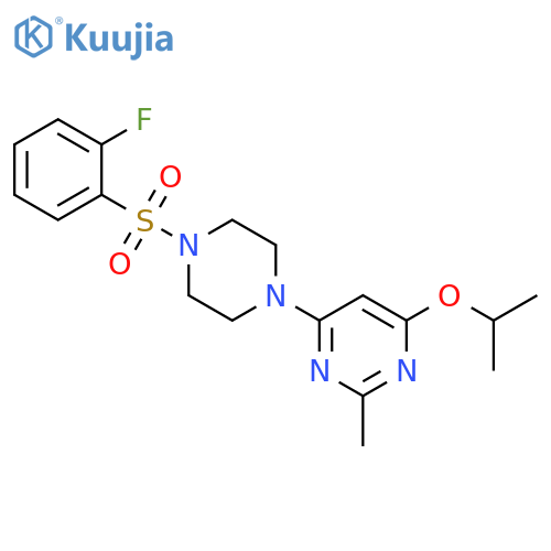 4-4-(2-fluorobenzenesulfonyl)piperazin-1-yl-2-methyl-6-(propan-2-yloxy)pyrimidine structure
